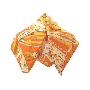 Vtg. 70s Elizabeth Arden Retro Floral Style Acetate Square 26.5" Scarf Japan REA